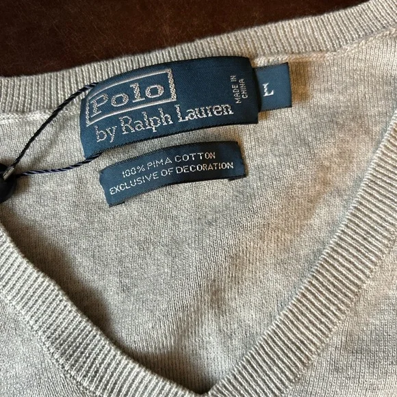 Ralph Lauren Light Gray V-Neck Sweater - Picture 5 of 11